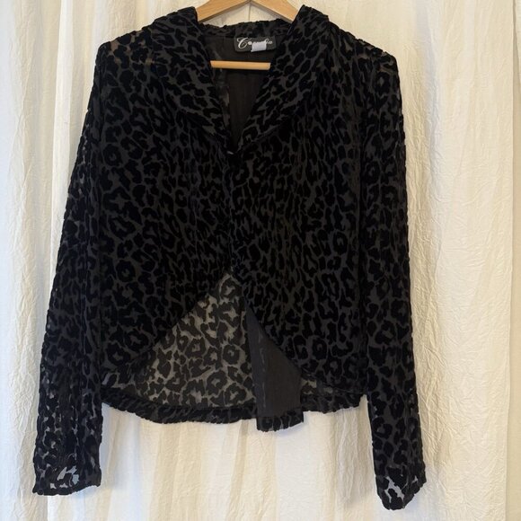 Cornelia Women Sz S Y2K Velvet Burnout Black Leopard Bodice Maxi Dress & Top - Picture 8 of 13